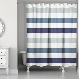 Blue Chunky Stripes 71x74 Shower Curtain