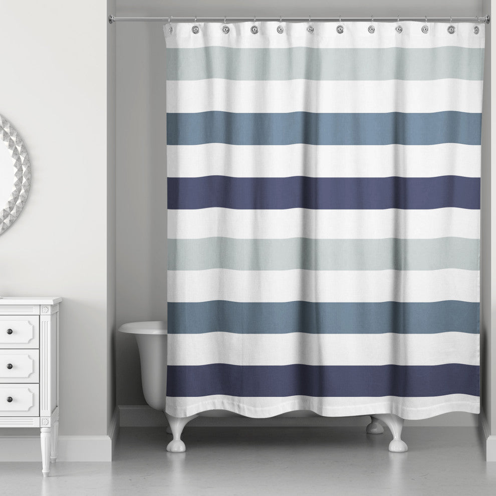 Blue Chunky Stripes 71x74 Shower Curtain