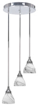 Empire 3-Light Cluster Pendalier, Chrome/Onyx Swirl