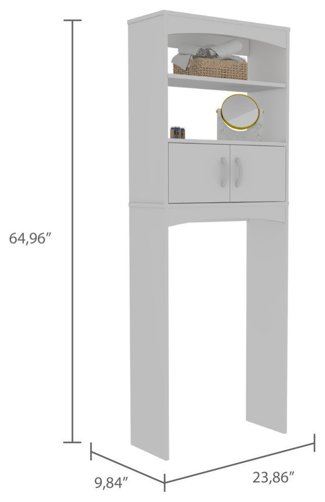 Hayward Over The Toilet Cabinet, with 1 Cabinet and 2 Shelves, White