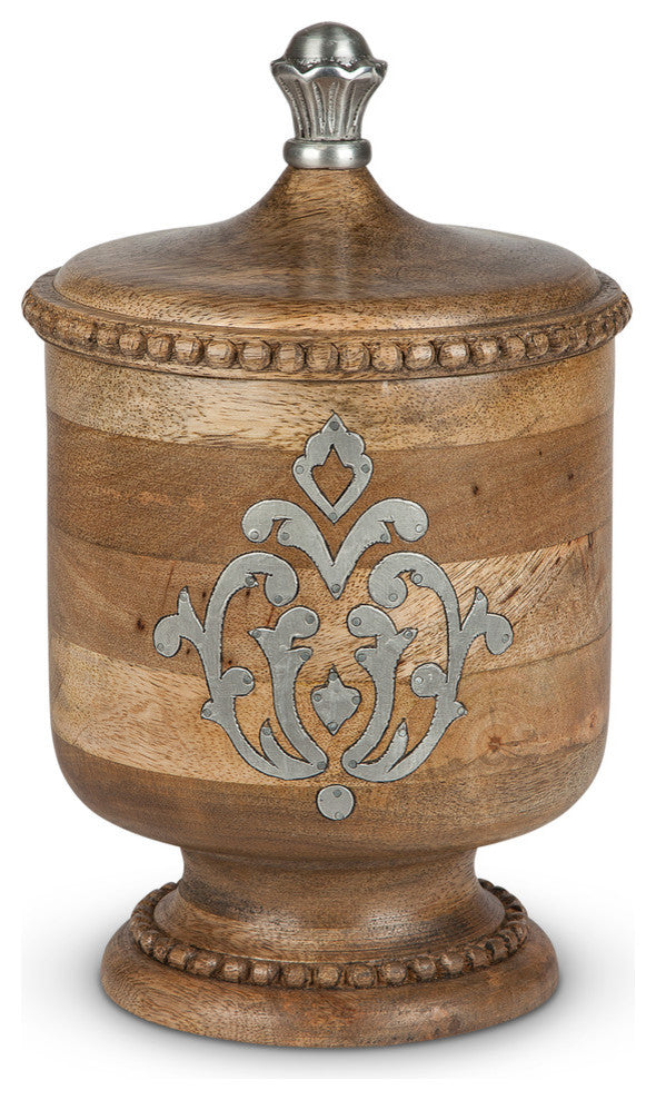 Wood and Metal Inlay Small Heritage Collection Canister