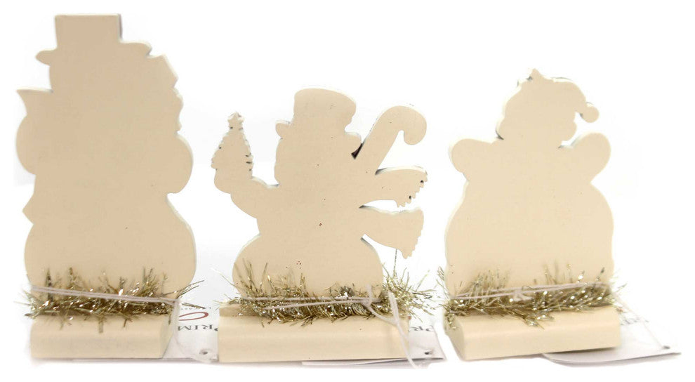 Christmas RETRO SNOWMAN STAND UP SET Wood Vintage 32297 #
