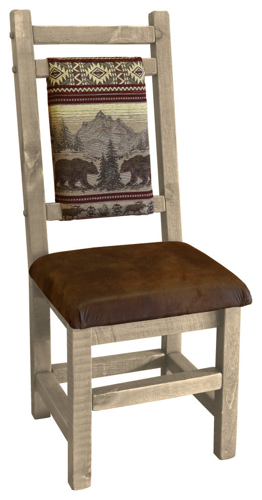 Dining Room Chair with Upholstered Seat and Back, Frost, Bear Run and Palomino Tobacco