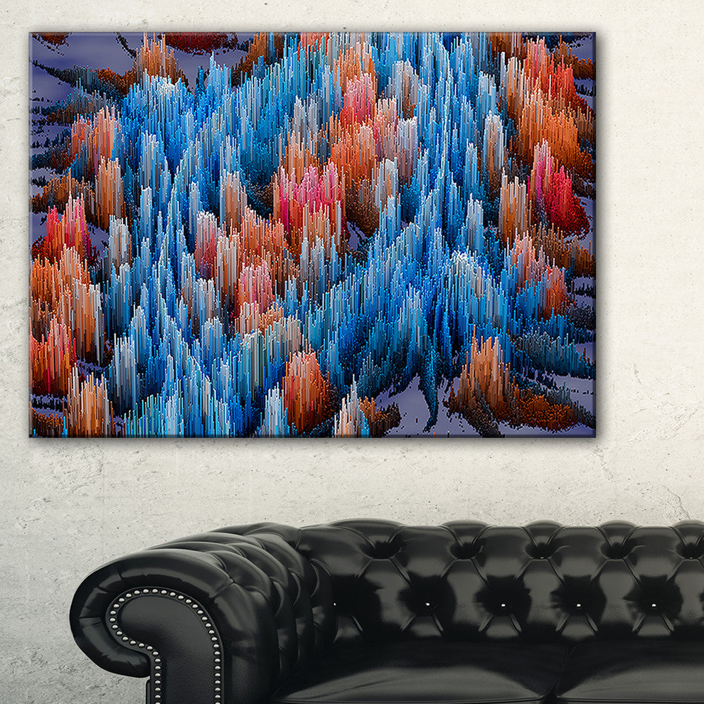"Macro Render Structure, Blue and Red" Canvas Print, 32"x16"