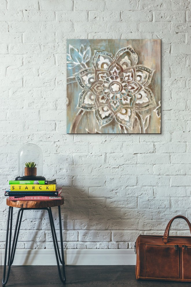 "Henna II Blue" Giclee Canvas Wall Art, 26"x26"
