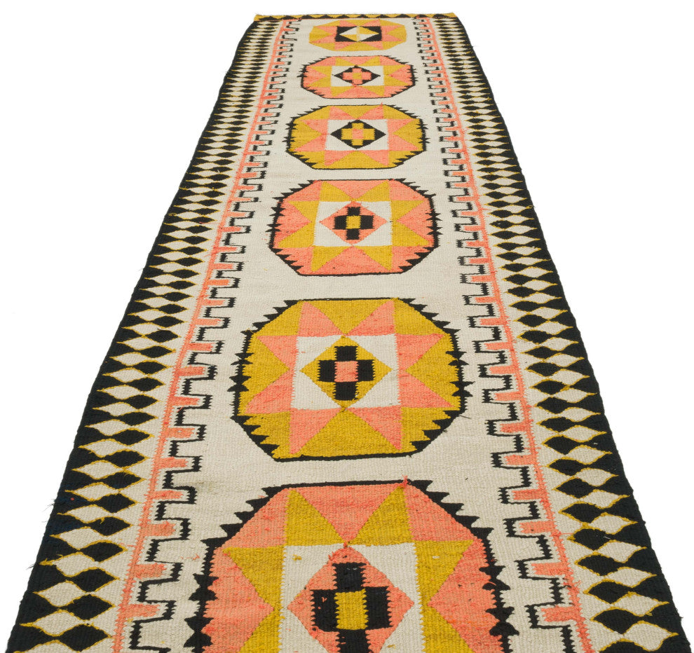 Vintage Turkish Kilim Runner 3' 2" x 12' 6", 38 in. x 150 in.