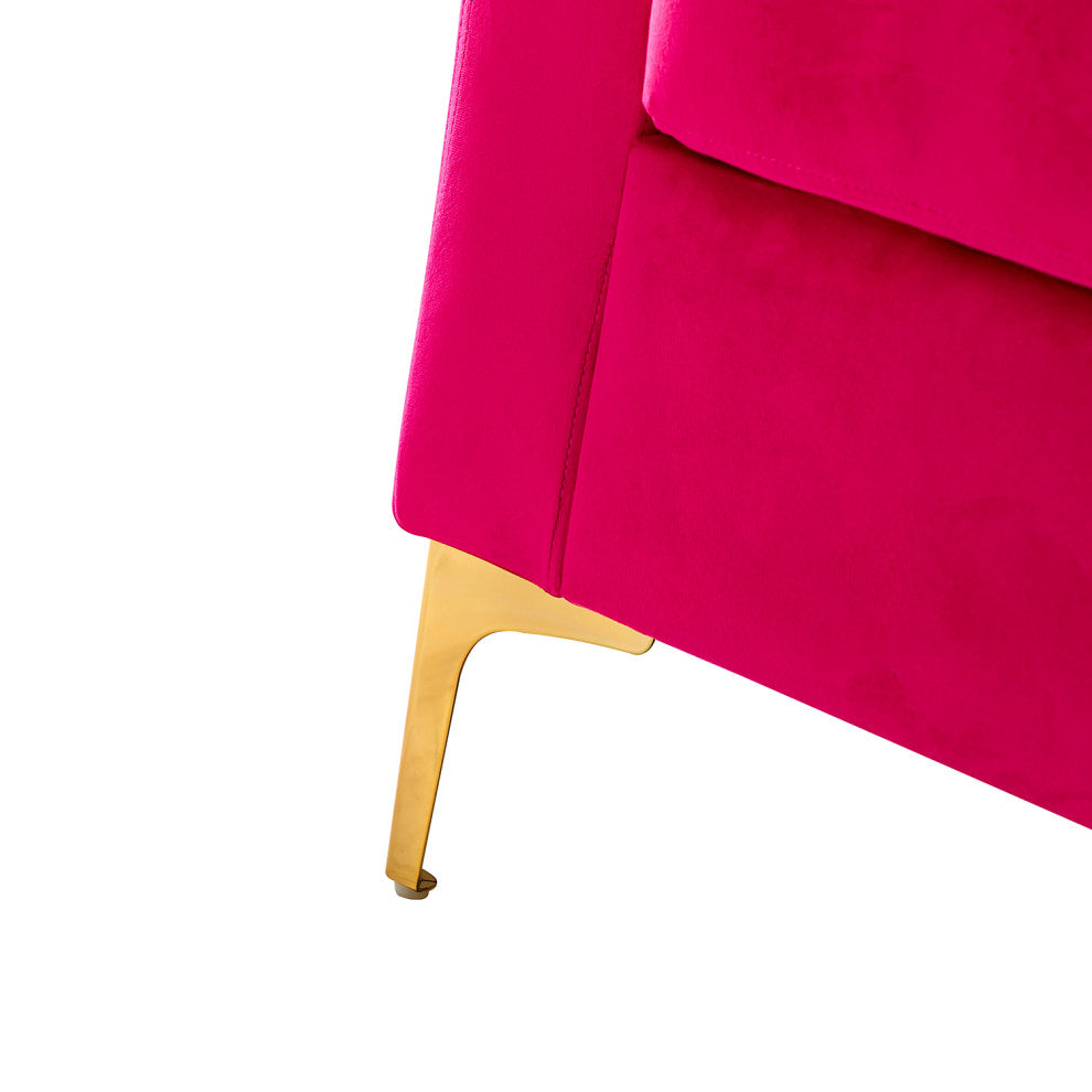 Velvet Comfor Club Chair With Arms&Metal Legs, Fuchsia