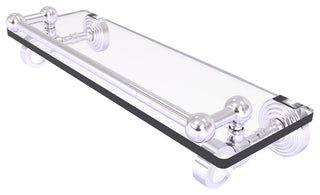 Pacific Grove 16" Glass Shelf with Gallery Rail, Satin Chrome