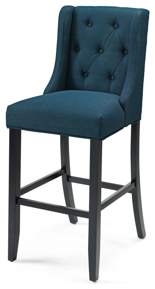 Bar Stool Chair Barstool, Set of 2, Fabric, Wood, Navy Blue, Modern, Bar Pub