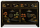 Black Lacquer Chinoiserie Scenery Motif Oriental Sideboard
