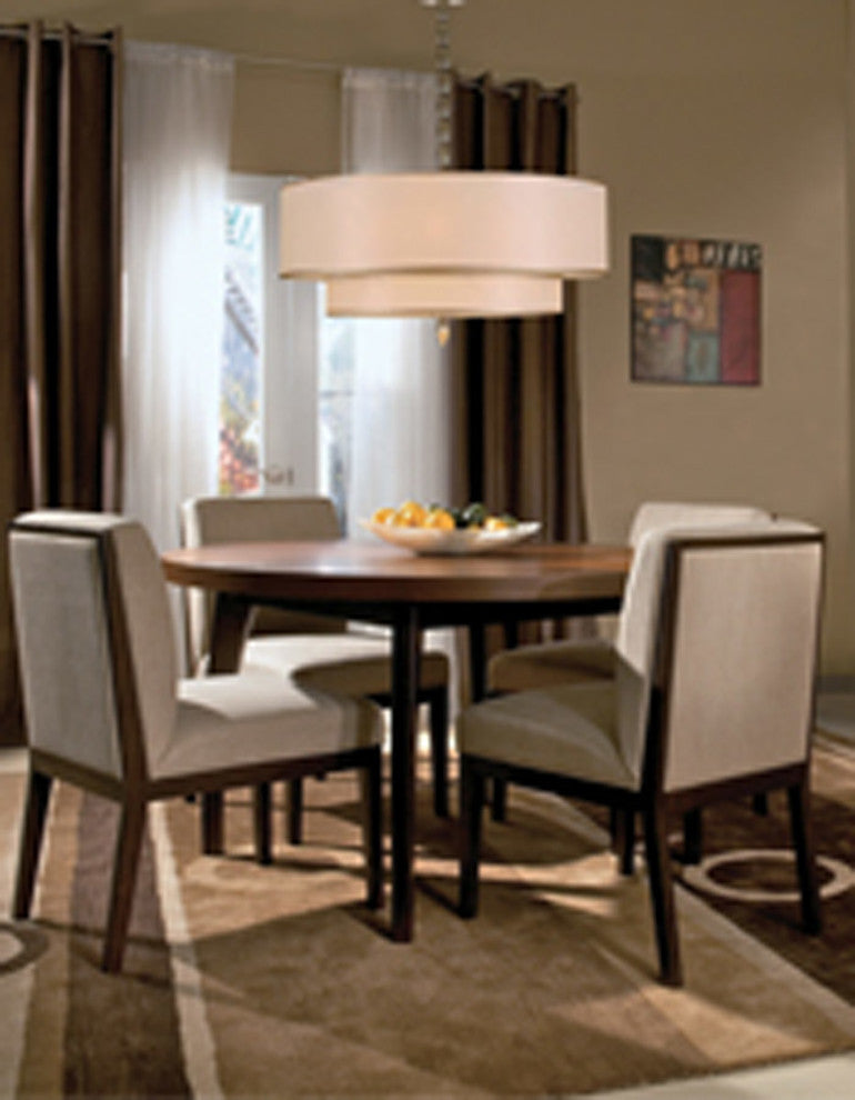 Luxo 5 Light Drum Shade Brass Chandelier
