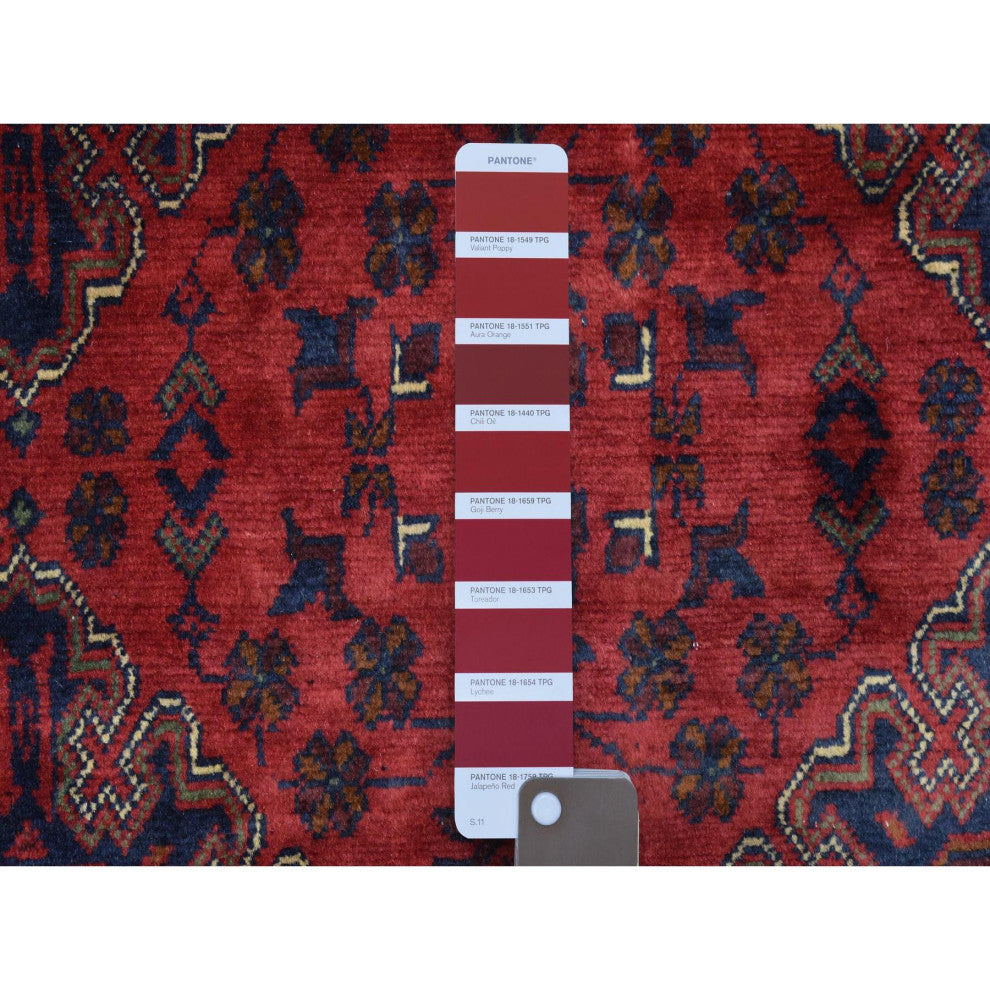 Red, Hand Knotted Afghan Khamyab Extra Soft Wool Oversized Rug, 10'0"x19'2"
