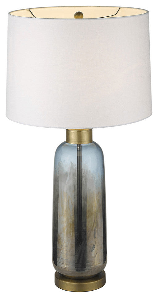 31" Brass Metal Table Lamp With White Empire Shade