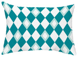 Harlequin 14"x20" Abstract Decorative Outdoor Pillow, Blue
