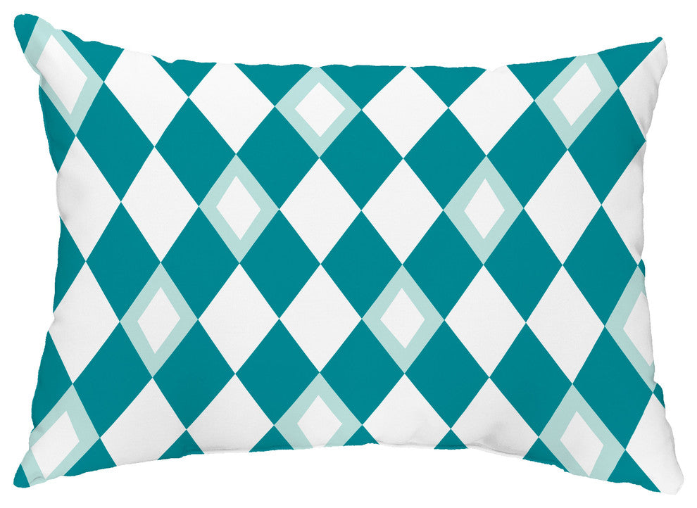 Harlequin 14"x20" Abstract Decorative Outdoor Pillow, Blue