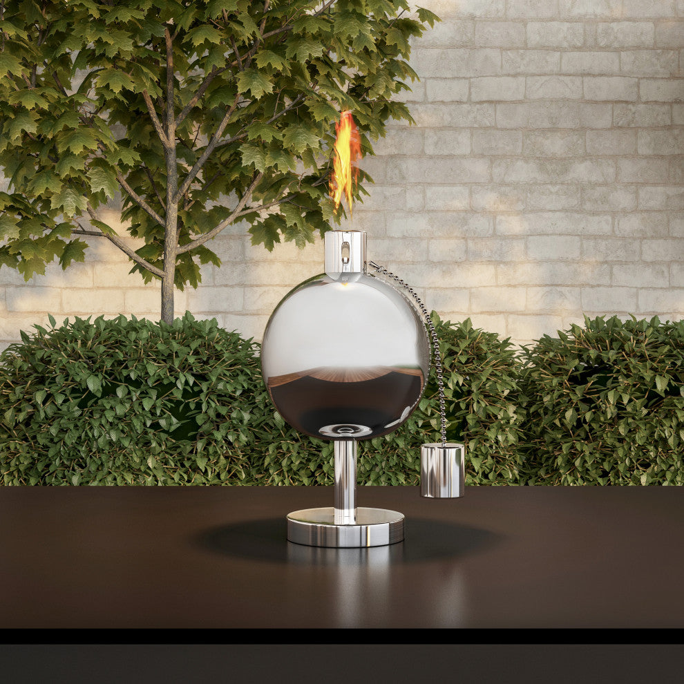 Tabletop Torch Lamp Stainless Steel Outdoor Fuel Canister for Citronella