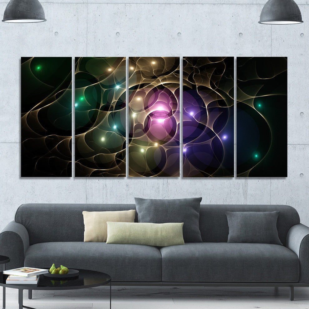 Myriad of Colored Space Circles, Abstract Canvas Art Print, 60"x28", 5 Panels