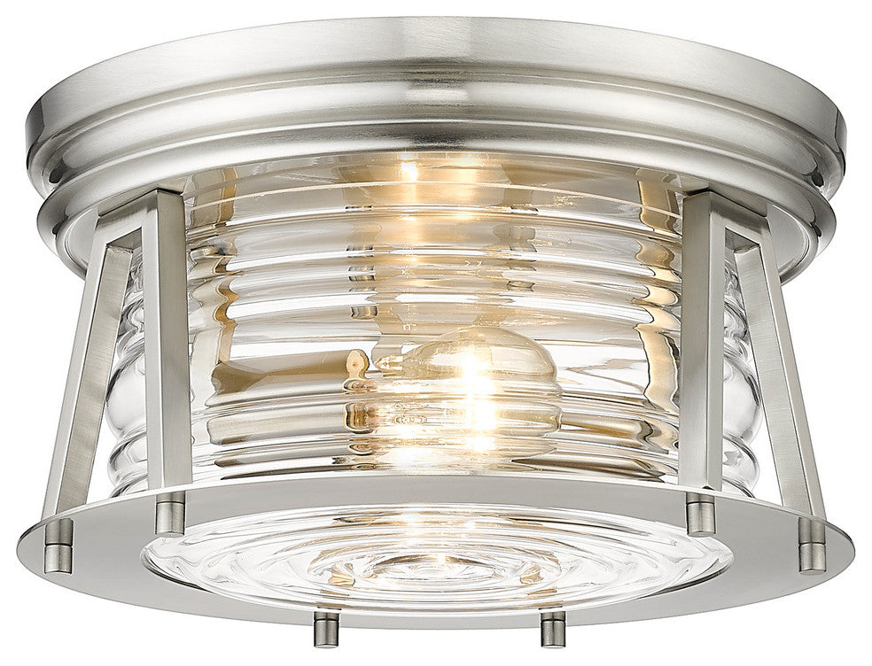 Zlite 491F2-BN 2-Light Flush Mount, Clear