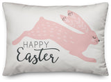 Pink Leaping Rabbit 14x20 Lumbar Pillow Cover
