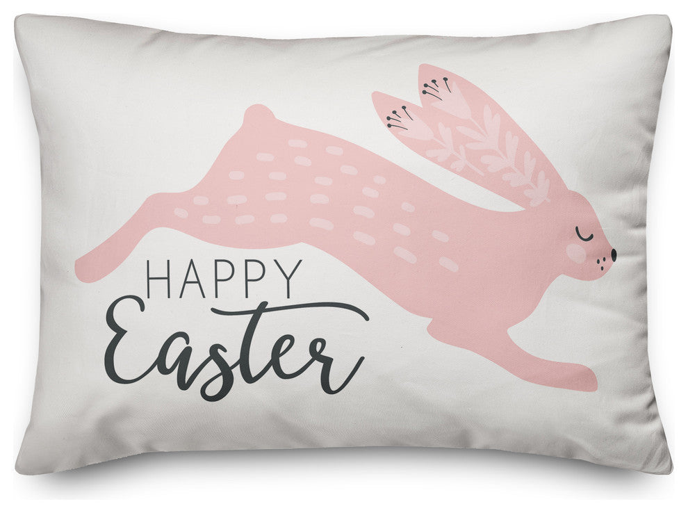 Pink Leaping Rabbit 14x20 Lumbar Pillow Cover