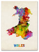 'Wales Watercolor Map' Canvas Art by Michael Tompsett
