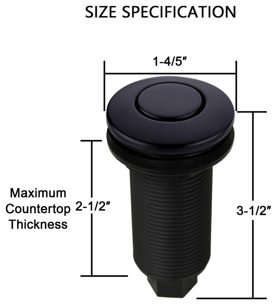 Copper Garbage Disposal Air Switch With Air Hose 5 Years Warranty, Matte Black