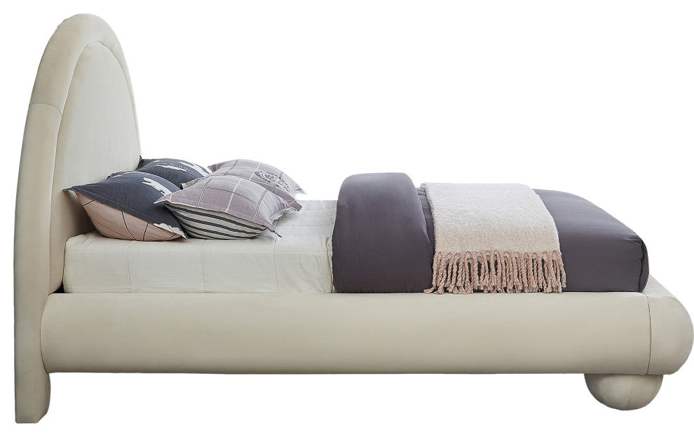Madrid Upholstered Bed, Cream, Queen, Velvet