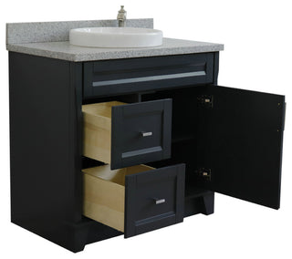 37" Single Sink Vanity, Dark Gray Finish With Gray Granite