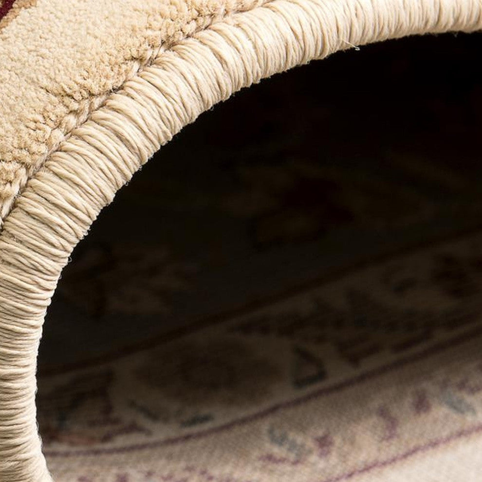 2"x20" Cream and Blue Traditional Runner Rug