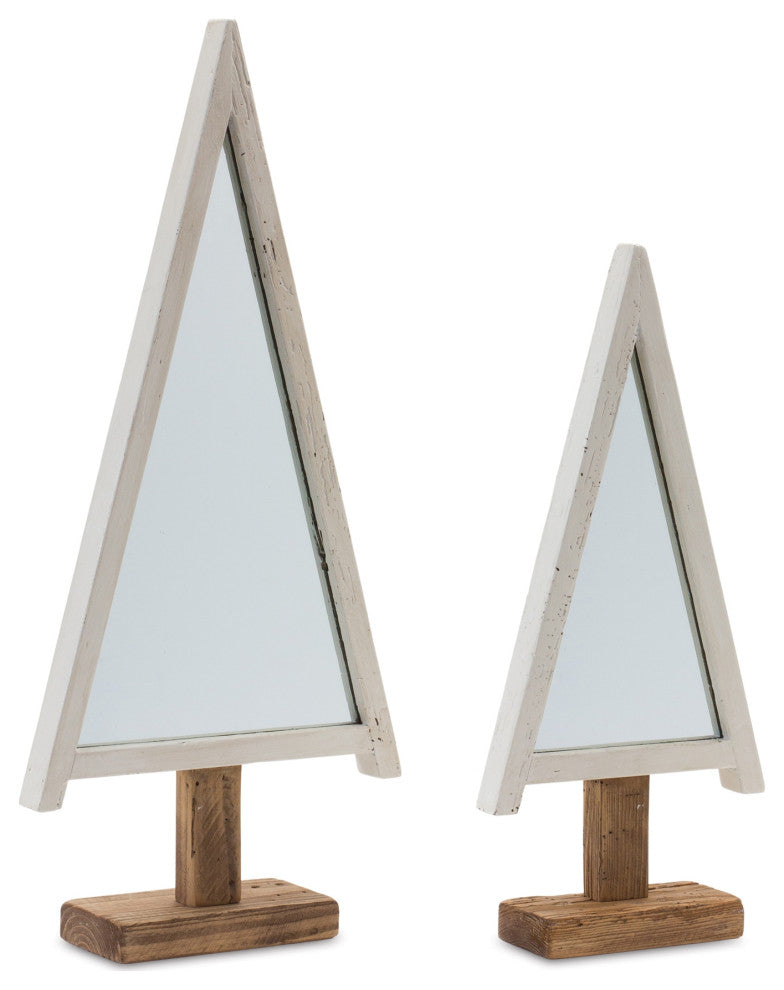 Framed Mirror Pine Tree, 2-Piece Set