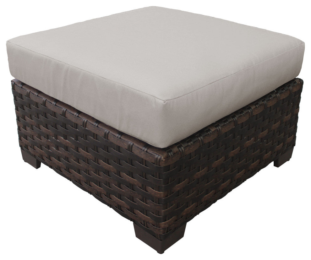kathy ireland River Brook 8 Piece Wicker Patio Furniture Set, Almond