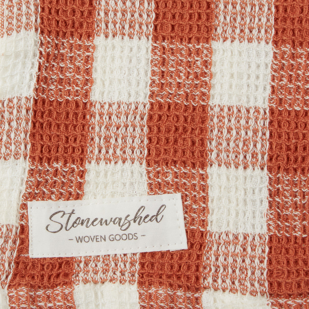 Ginger Checker Washed Waffle Dishtowel (Set of 2)
