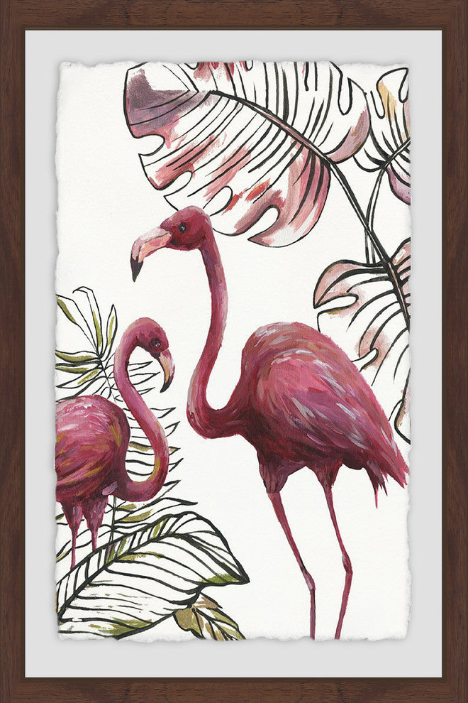 "Tropical Flamingos I" Framed Painting Print, 20"x30"
