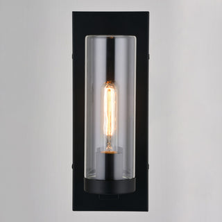 Grantley 1 Light Matte Black Indoor Outdoor Wall Sconce Clear Glass Shade