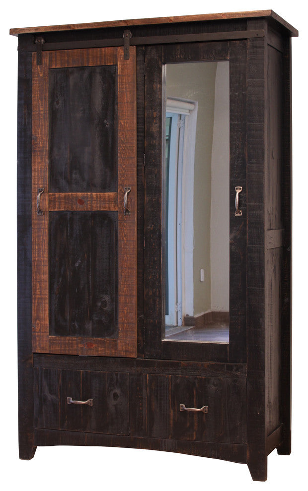 Greenview Wardrobe Armoire, Rustic Black