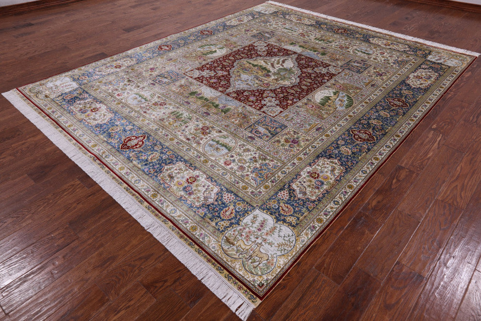 Hand Knotted High End Persian 100% Silk Rug 8' 0" X 10' 0''- Q4778