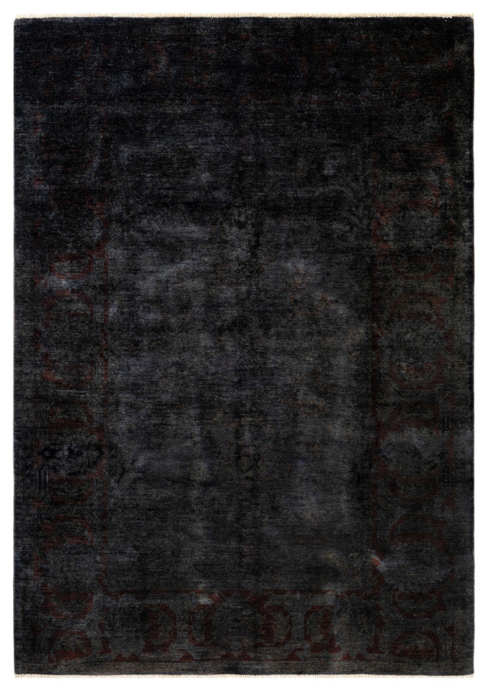 Fine Vibrance, One-of-a-Kind Hand-Knotted Area Rug Black, 6' 0" x 8' 8"
