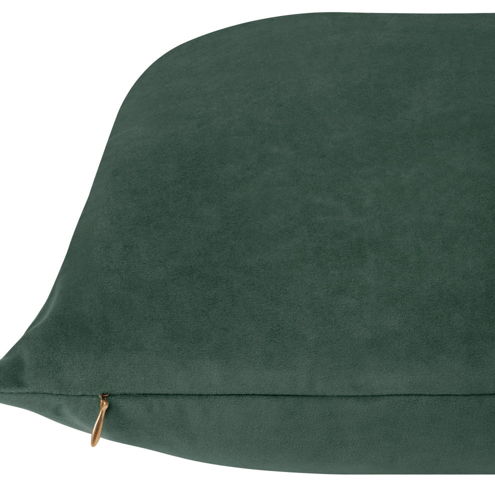 Delara Set of 1 Velvet 20x20", Cushion Cover, Bottle Green, Pillow Cover Only