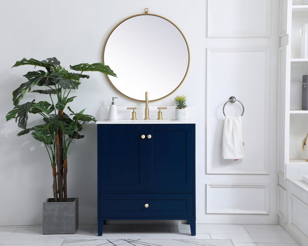 Sadie 30" Single Bathroom Vanity, Blue With Backsplash