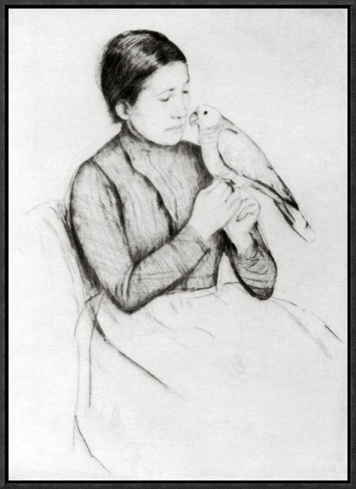 "The Parrot 1889" Framed Canvas Giclee by Mary Cassatt, 17x23"