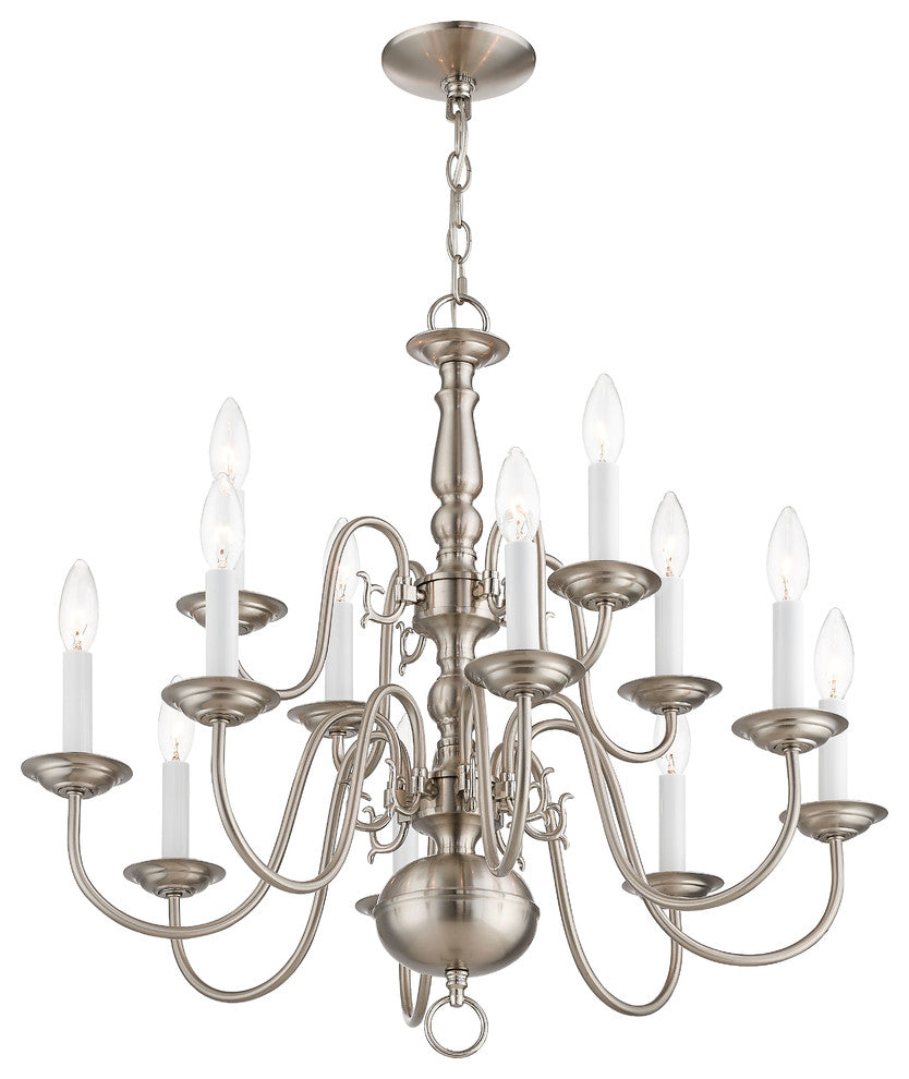 Williamsburgh Chandelier, Antique Brass and Brushed Nickel