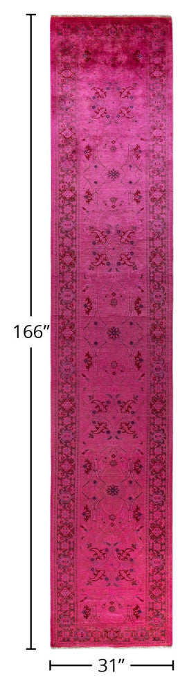 Vibrance, One-of-a-Kind Hand-Knotted Area Rug Pink, 2'7"x13'10"