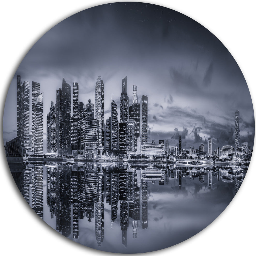 Singapore Skyline And Marina Bay, Cityscape Round Wall Art, 23"