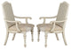 Benzara BM235431 Rustic Wooden Arm Chair, Intricate Carvings, Set of 2, White