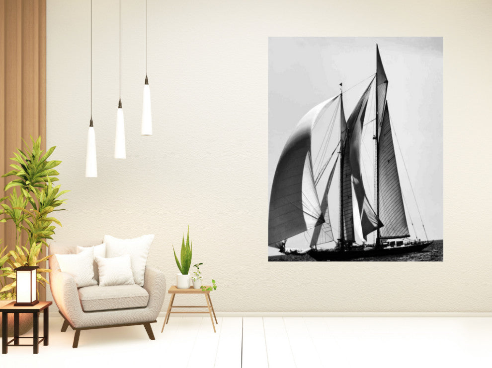 30" Black and White Sailboat Giclee Wrap Canvas Wall Art