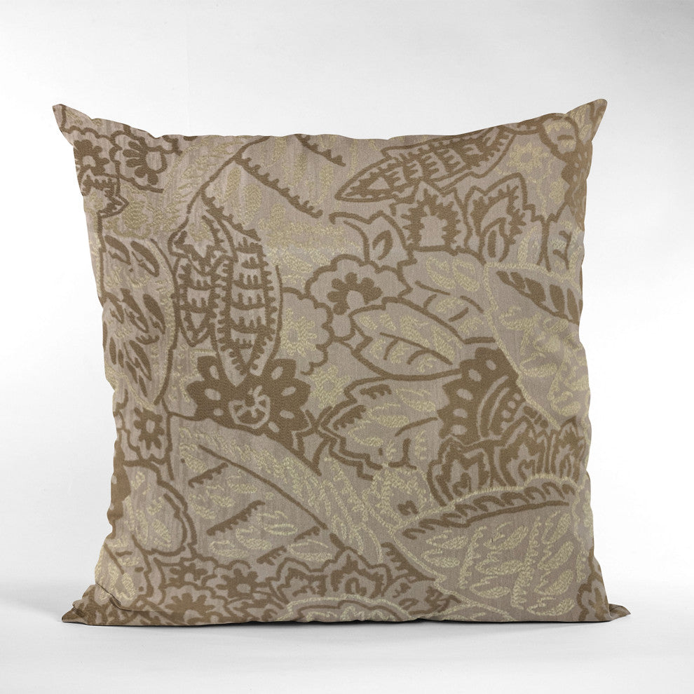 Plutus Brown Mustard Jacquard Luxury Throw Pillow, 24"x24"