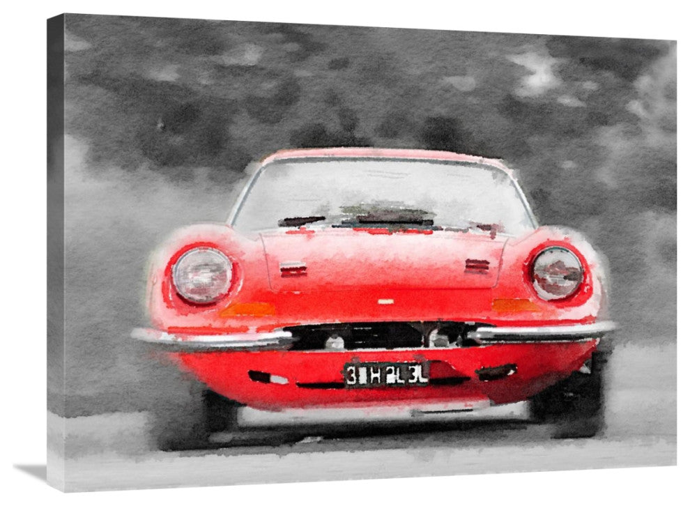 "Ferrari Dino 246 GT Front Watercolor" Fine Art Print