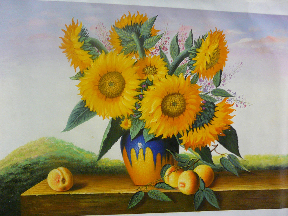 Oil Paint Canvas Art Portrait Sunflower Wall Decor