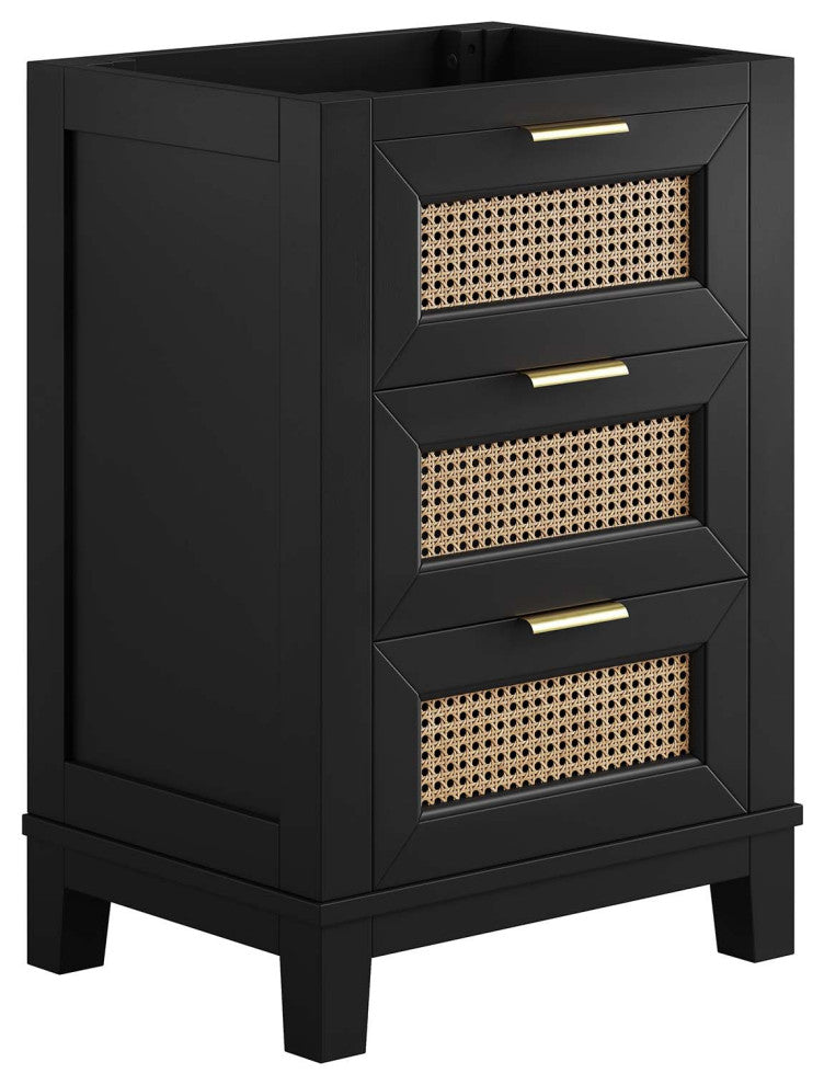 Dixie 24" Solid Wood Bathroom Vanity Cabinet, Sink Basin Not Included, Black