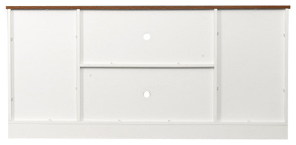 Farmhouse Wood Entertainment Center Modern Storage Cabinet TV Table with white